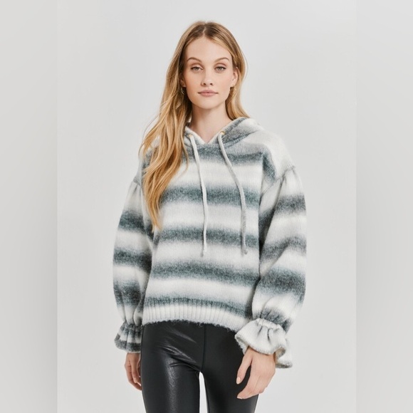 Something Navy Ombre Striped Hoodie Small - Picture 1 of 8